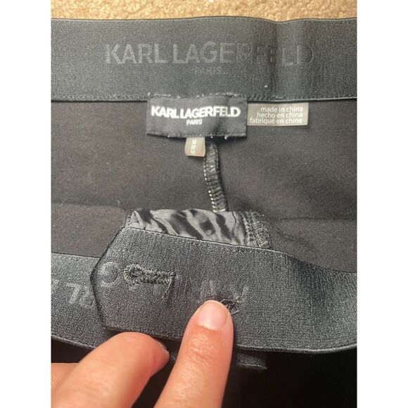 Karl Lagerfeld Paris Black Pants Size M Stitching Line Detail Night out Business - Picture 2 of 5